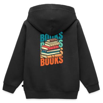 Buch Leseratte Bücherwurm - Kinder Premium Organic Zip Hoodie - Schwarz - Hinten - AI Model Kid Male (0cm)