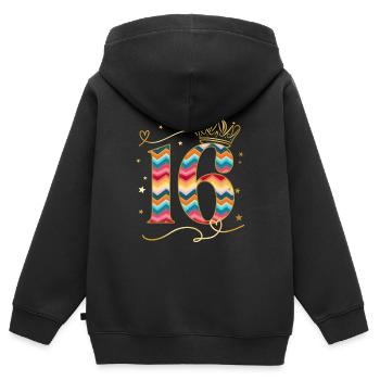 Geburtstag 16 Mädchen Birthday Girl Krone Sechzehn - Kinder Premium Organic Zip Hoodie - Schwarz - Hinten - AI Model Kid Male (0cm)