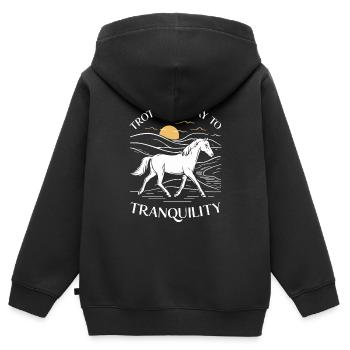 Guérison par l’équithérapie et - Sweat Premium à capuche zippé enfant bio - noir - Dos - AI Model Kid Male (0cm)