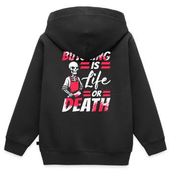Fleischer Metzger Schlachter Skelett - Kinder Premium Organic Zip Hoodie - Schwarz - Hinten - AI Model Kid Male (0cm)