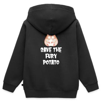 Retten Sie Den Pelzigen Kartoffelliebhaber - Kinder Premium Organic Zip Hoodie - Schwarz - Hinten - AI Model Kid Male (0cm)