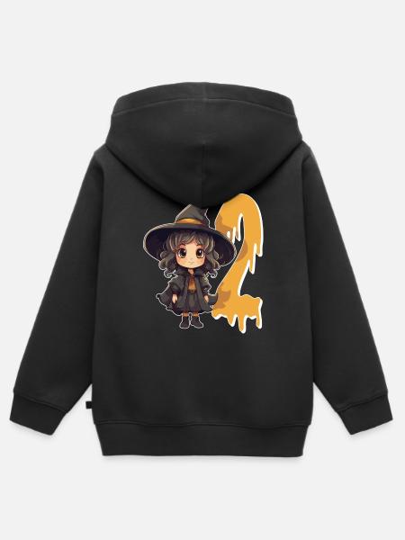 Witch Birthday Costume – Two Years - Kids Premium Organic Zip-up Hoodie - black