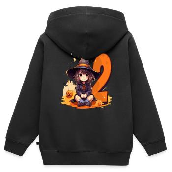 Hexe Geburtstag Kostüm - Zwei Jahre - 2. - Kinder Premium Organic Zip Hoodie - Schwarz - Hinten - AI Model Kid Male (0cm)