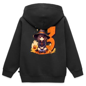 Witch Birthday Costume – Three Years - Kids Premium Organic Zip-up Hoodie - black - Back - AI Model Kid Male (0cm)