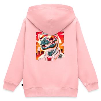 Rizzler Kultur Mit Dinosaurier Kunst Und T-Rex - Kinder Premium Organic Zip Hoodie - Rosa - Hinten - AI Model Kid Female (0cm)