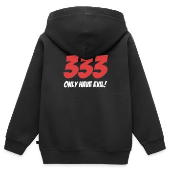 333 Nur Halb Böse! Antichrist Humor Satanisches - Kinder Premium Organic Zip Hoodie - Schwarz - Hinten - AI Model Kid Male (0cm)