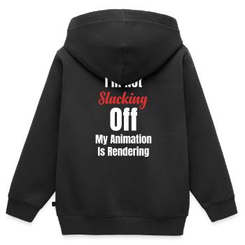 Je ne lâche pas mes animations - Sweat Premium à capuche zippé enfant bio - noir - Dos - AI Model Kid Male (0cm)