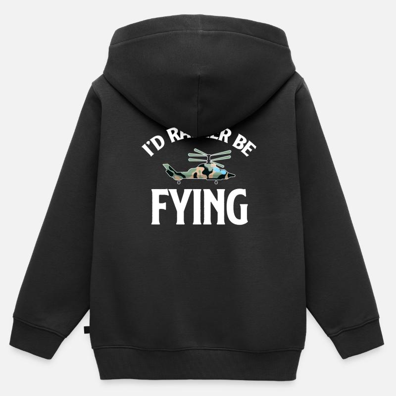 Je préfère voler, amoureux de l’hélicoptère, - Sweat Premium à capuche zippé enfant bio - noir