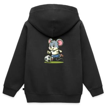 Cute Soccer Player Mouse - Kinder Premium Organic Zip Hoodie - Schwarz - Hinten - AI Model Kid Male (0cm)