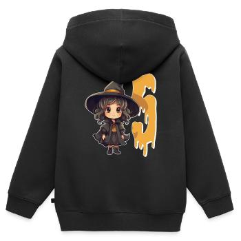 Witch Birthday Costume – Five Years - Kids Premium Organic Zip-up Hoodie - black - Back - AI Model Kid Male (0cm)
