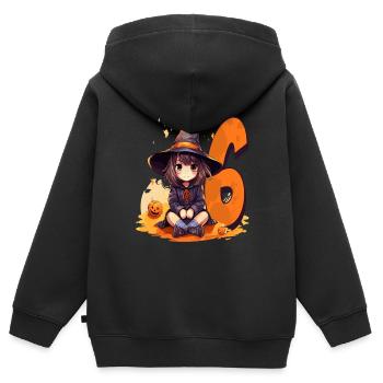 Witch Birthday Costume – Six Years - Kids Premium Organic Zip-up Hoodie - black - Back - AI Model Kid Male (0cm)