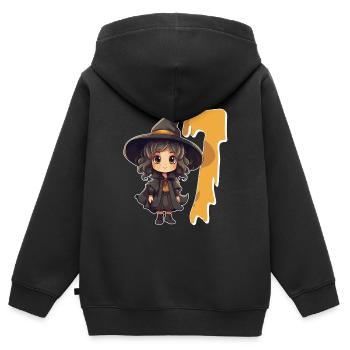 Hexen-geburtstagskostüm – Sieben Jahre - Kinder Premium Organic Zip Hoodie - Schwarz - Hinten - AI Model Kid Male (0cm)