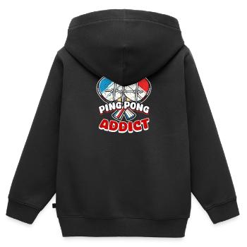 Ping Pong Ping Pong Süchtiger - Kinder Premium Organic Zip Hoodie - Schwarz - Hinten - AI Model Kid Male (0cm)