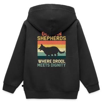Des bergers allemands où la bave rencontre la dignité - Sweat Premium à capuche zippé enfant bio - noir - Dos - AI Model Kid Male (0cm)