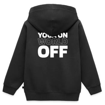 Yoga Yoga Sur World Off - Sweat Premium à capuche zippé enfant bio - noir - Dos - AI Model Kid Male (0cm)
