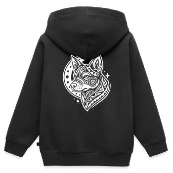 Australian Cattledog Phases de lune - Sweat Premium à capuche zippé enfant bio - noir - Dos - AI Model Kid Male (0cm)