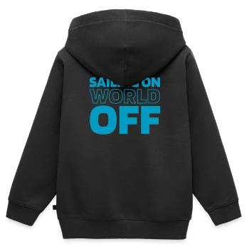 Segeln Segler Segelboot Sailing On World Off - Kinder Premium Organic Zip Hoodie - Schwarz - Hinten - AI Model Kid Male (0cm)