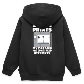 3D Drucker Filament 3D Drucken 3D Druck 3D Printer - Kinder Premium Organic Zip Hoodie - Schwarz - Hinten - AI Model Kid Male (0cm)