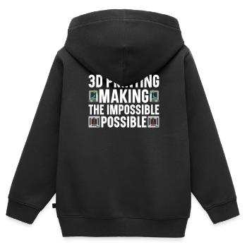 Filament d’imprimante 3D Impression 3D Impression 3D Imprimante 3D - Sweat Premium à capuche zippé enfant bio - noir - Dos - AI Model Kid Male (0cm)
