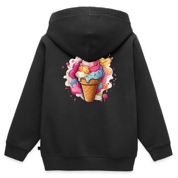 Leckeres buntes Softeis - Kinder Premium Organic Zip Hoodie - Schwarz - Hinten - AI Model Kid Male (0cm)