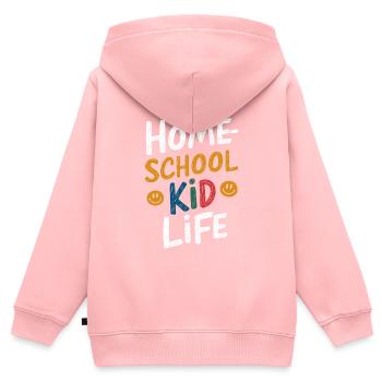 École-maison Maman Papa Vie de famille Parcours communautaire - Sweat Premium à capuche zippé enfant bio - rose - Dos - AI Model Kid Female (0cm)