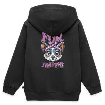 Australian Cattledog Dog Auntie Pour Tante - Sweat Premium à capuche zippé enfant bio - noir - Dos - AI Model Kid Male (0cm)