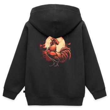 Poule Poule Lune Hurlante - Sweat Premium à capuche zippé enfant bio - noir - Dos - AI Model Kid Male (0cm)