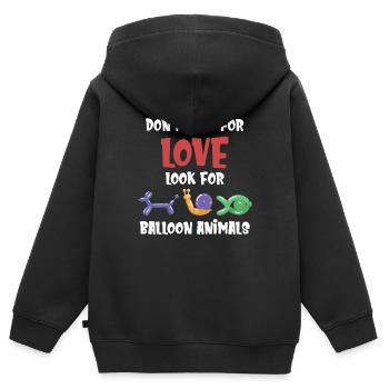 Suchen Sie Nicht Nach Liebe. Suchen Sie Nach - Kinder Premium Organic Zip Hoodie - Schwarz - Hinten - AI Model Kid Male (0cm)