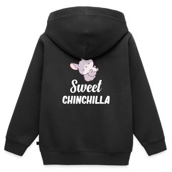 Doux Chinchilla Lover Bunny pour bébés - Sweat Premium à capuche zippé enfant bio - noir - Dos - AI Model Kid Male (0cm)