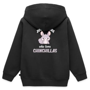 Juste une fille qui adore les chinchillas. - Sweat Premium à capuche zippé enfant bio - noir - Dos - AI Model Kid Male (0cm)