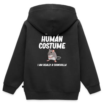 C’est mon costume humain. Je suis - Sweat Premium à capuche zippé enfant bio - noir - Dos - AI Model Kid Male (0cm)