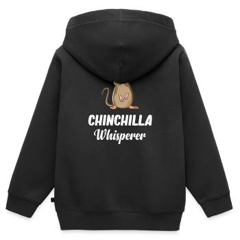 Chinchilla Whisperer Lover Bunny pour bébés - Sweat Premium à capuche zippé enfant bio - noir - Dos - AI Model Kid Male (0cm)