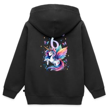 Geburtstag 6 Einhorn Sechster Geburtstag Mädchen 6 - Kinder Premium Organic Zip Hoodie - Schwarz - Hinten - AI Model Kid Male (0cm)
