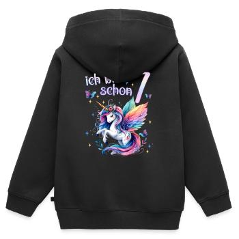 Geburtstag 7 Einhorn Siebter Geburtstag Mädchen 7 - Kinder Premium Organic Zip Hoodie - Schwarz - Hinten - AI Model Kid Male (0cm)