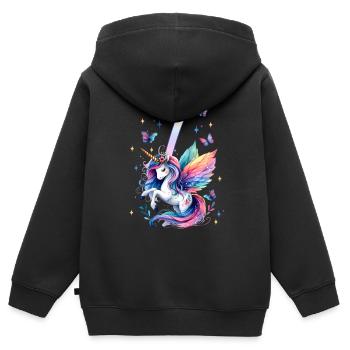 Geburtstag 7 Einhorn Siebter Geburtstag Mädchen 7 - Kinder Premium Organic Zip Hoodie - Schwarz - Hinten - AI Model Kid Male (0cm)