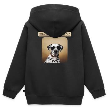 Les dalmatiens, qui ont laissé sortir le chien - Sweat Premium à capuche zippé enfant bio - noir - Dos - AI Model Kid Male (0cm)