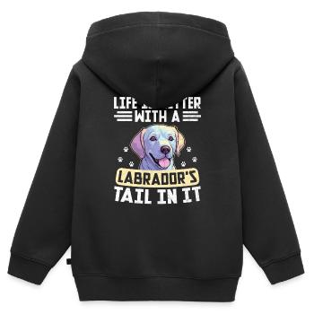 Das Leben Ist Besser Mit Dem Schwanz Eines Labradors Darin Labrad - Kinder Premium Organic Zip Hoodie - Schwarz - Hinten - AI Model Kid Male (0cm)