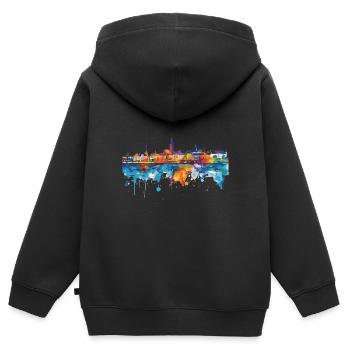 Radolfzell au bord du lac de Constance - Sweat Premium à capuche zippé enfant bio - noir - Dos - AI Model Kid Male (0cm)
