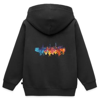 Regensburg - Kinder Premium Organic Zip Hoodie - Schwarz - Hinten - AI Model Kid Male (0cm)
