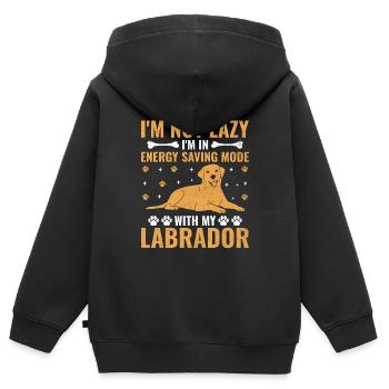 Je ne suis pas paresseux Je suis en mode économie d’énergie avec mon labo - Sweat Premium à capuche zippé enfant bio - noir - Dos - AI Model Kid Male (0cm)
