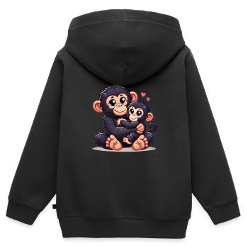 Loving Chimpanzee Parent with Child - Kinder Premium Organic Zip Hoodie - Schwarz - Hinten - AI Model Kid Male (0cm)