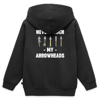 Ne touchez jamais mes pointes de flèches comme - Sweat Premium à capuche zippé enfant bio - noir - Dos - AI Model Kid Male (0cm)