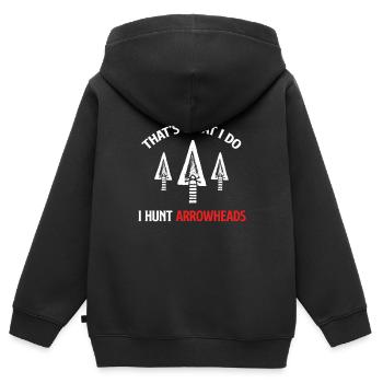 C’est ce que je fais : je chasse les pointes de flèches, - Sweat Premium à capuche zippé enfant bio - noir - Dos - AI Model Kid Male (0cm)
