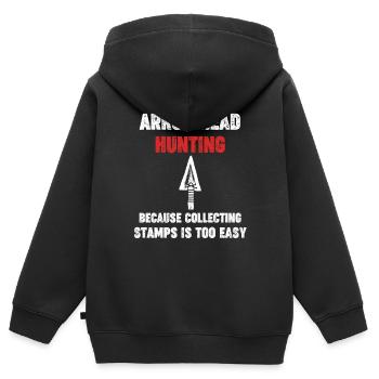 La chasse aux pointes de flèches, parce que la collecte des pointes de flèches - Sweat Premium à capuche zippé enfant bio - noir - Dos - AI Model Kid Male (0cm)