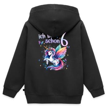 Geburtstag 6 Einhorn Sechster Geburtstag Mädchen 6 - Kinder Premium Organic Zip Hoodie - Schwarz - Hinten - AI Model Kid Male (0cm)