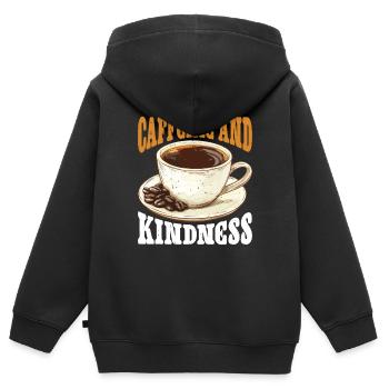 Caféine et gentillesse 6 - Sweat Premium à capuche zippé enfant bio - noir - Dos - AI Model Kid Male (0cm)