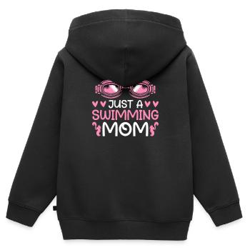 Maman nageuse nageuse juste une maman nageuse - Sweat Premium à capuche zippé enfant bio - noir - Dos - AI Model Kid Male (0cm)