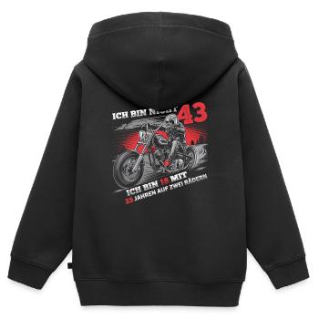 Ich bin nicht 43 Motorradfahrer Biker 43. - Kinder Premium Organic Zip Hoodie - Schwarz - Hinten - AI Model Kid Male (0cm)