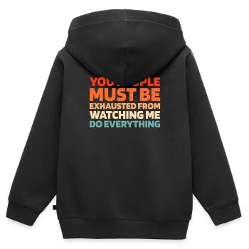 Schwarzer Humor - Kinder Premium Organic Zip Hoodie - Schwarz - Hinten - AI Model Kid Male (0cm)