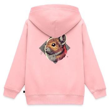Design américain Pika Lover pour Pika - Sweat Premium à capuche zippé enfant bio - rose - Dos - AI Model Kid Female (0cm)